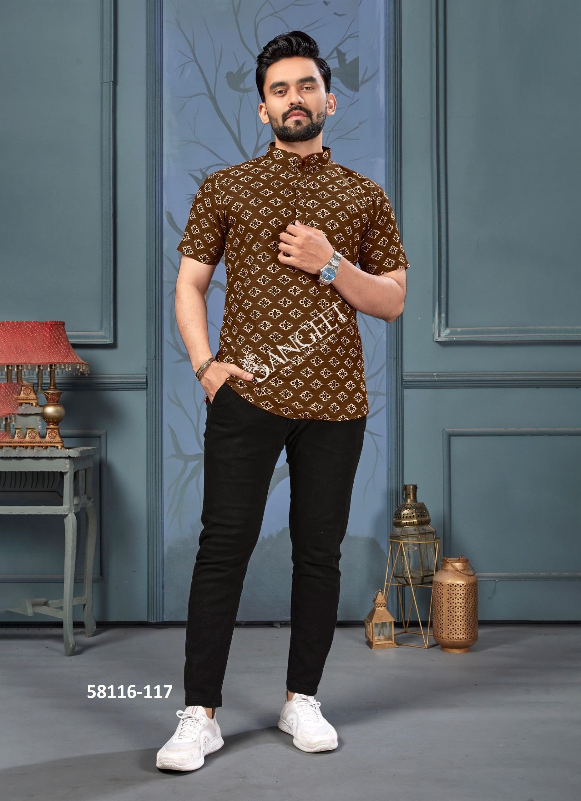 AWESOME 4 - Catalog # 58116 (Set of 3 Men's Ethnic Wear) by Brand SANGEET