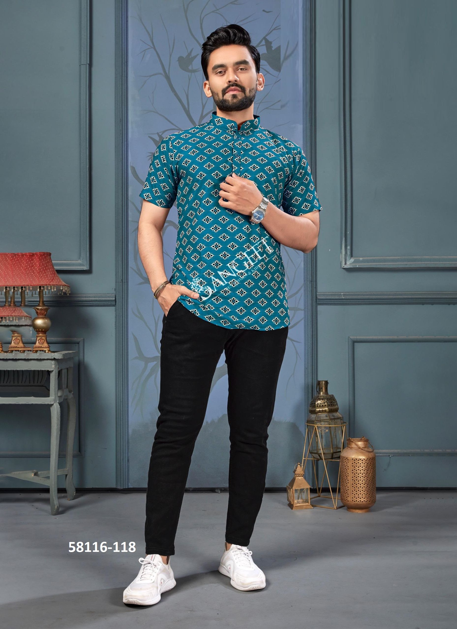 AWESOME 4 - Catalog # 58116 (Set of 3 Men's Ethnic Wear) by Brand SANGEET