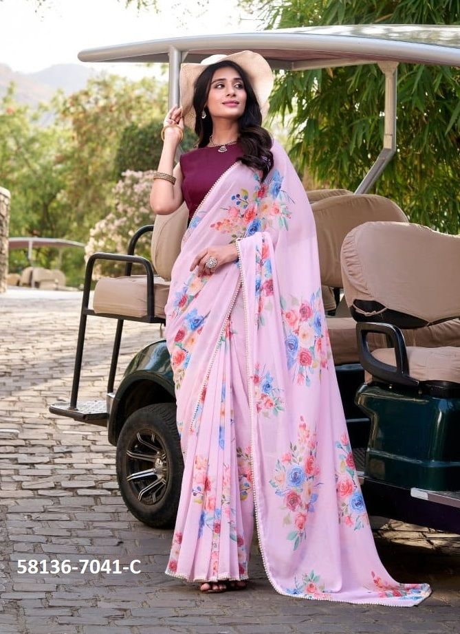 SERIES 7041 - Catalog # 58136 (Set of 4 Sarees) by Brand STROLLAY ®