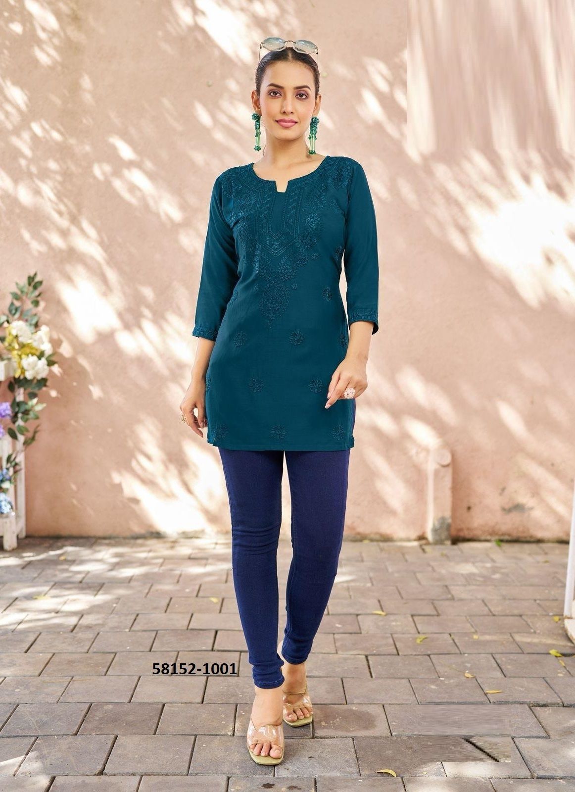 RAHA - Catalog # 58152 (Set of 4 Readymade Women's Kurtis / Tops) by Brand BLUE HILLS RAHA - Catalog # 58152 (Set of 4 Readymade Women's Kurtis / Tops) by Brand BLUE HILLS