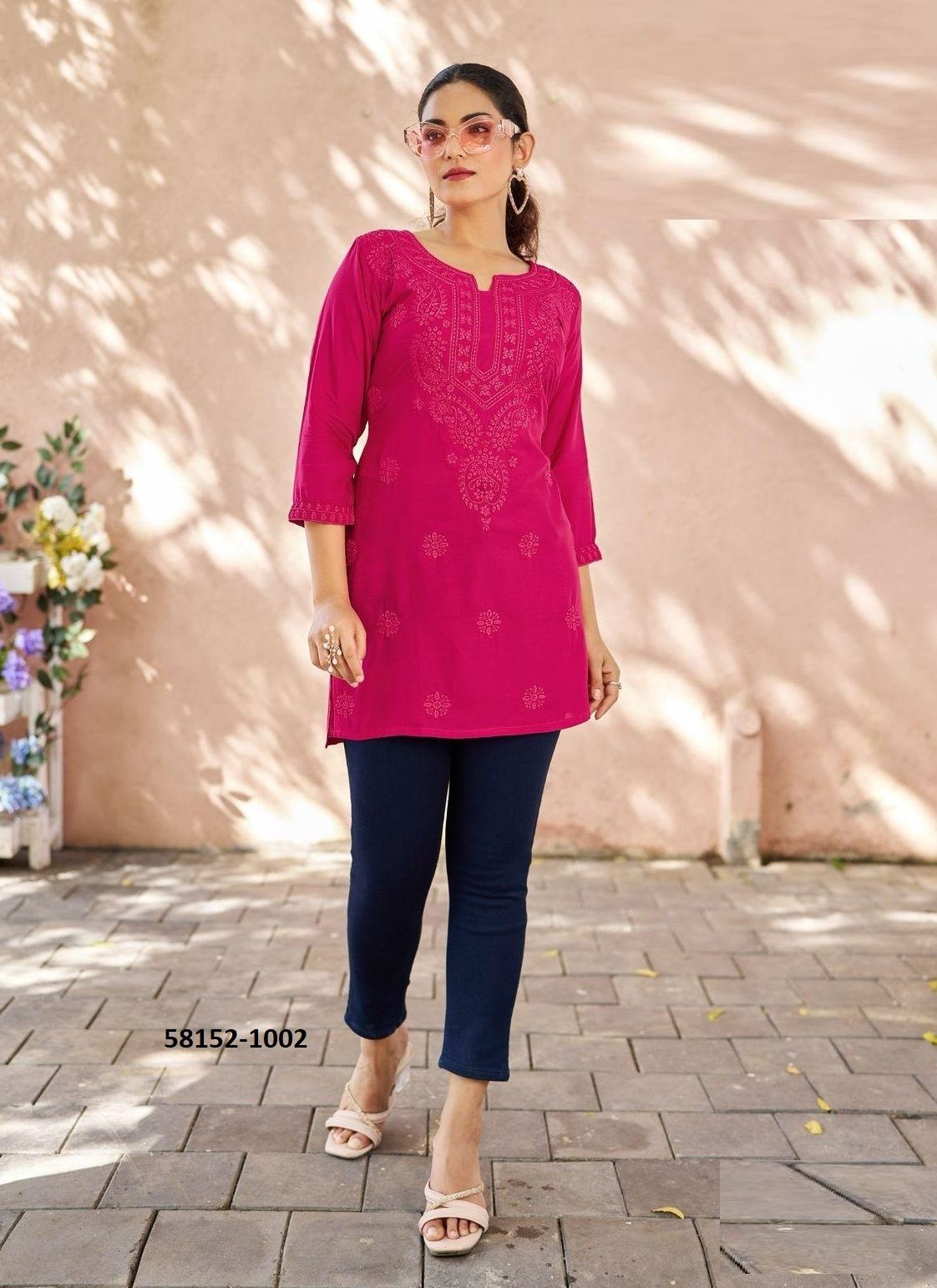 RAHA - Catalog # 58152 (Set of 4 Readymade Women's Kurtis / Tops) by Brand BLUE HILLS RAHA - Catalog # 58152 (Set of 4 Readymade Women's Kurtis / Tops) by Brand BLUE HILLS