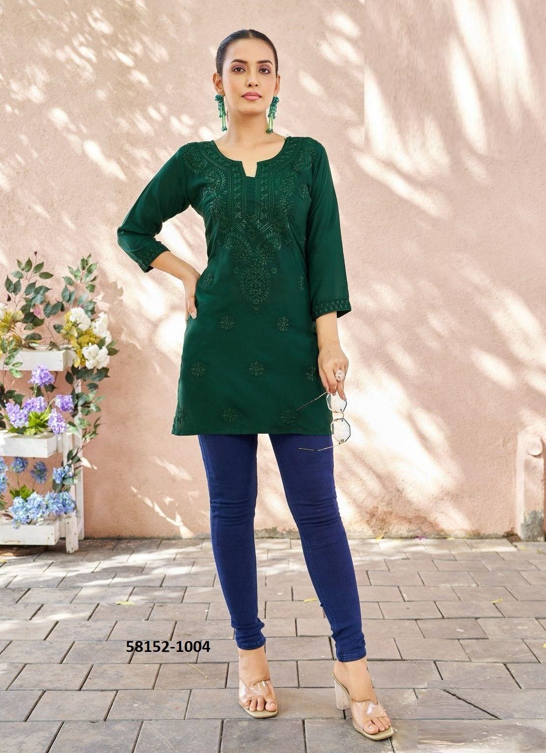 RAHA - Catalog # 58152 (Set of 4 Readymade Women's Kurtis / Tops) by Brand BLUE HILLS RAHA - Catalog # 58152 (Set of 4 Readymade Women's Kurtis / Tops) by Brand BLUE HILLS