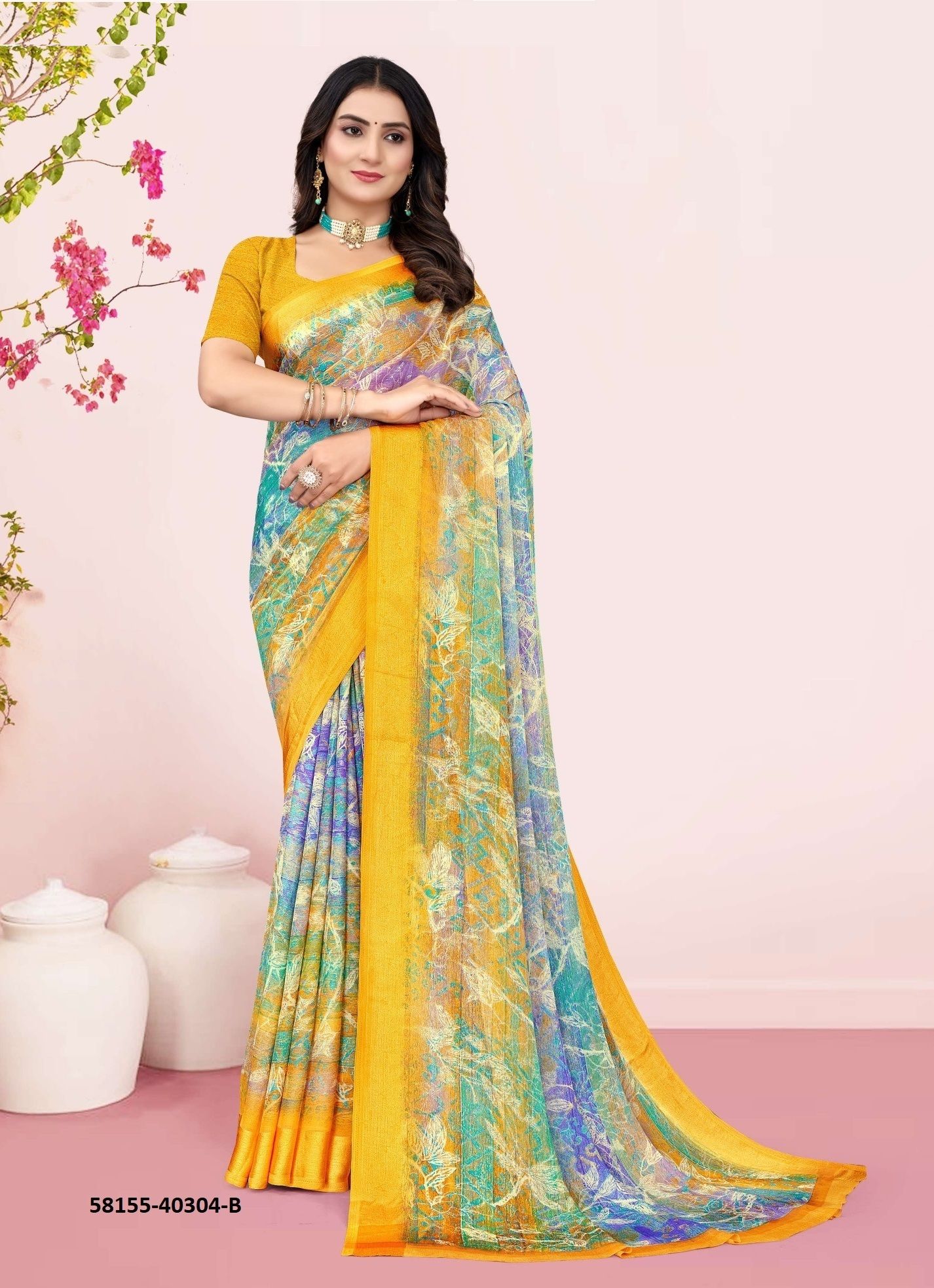 CHERRY 46 - Catalog # 58155 (Set of 6 Sarees) by Brand RUCHI SAREES