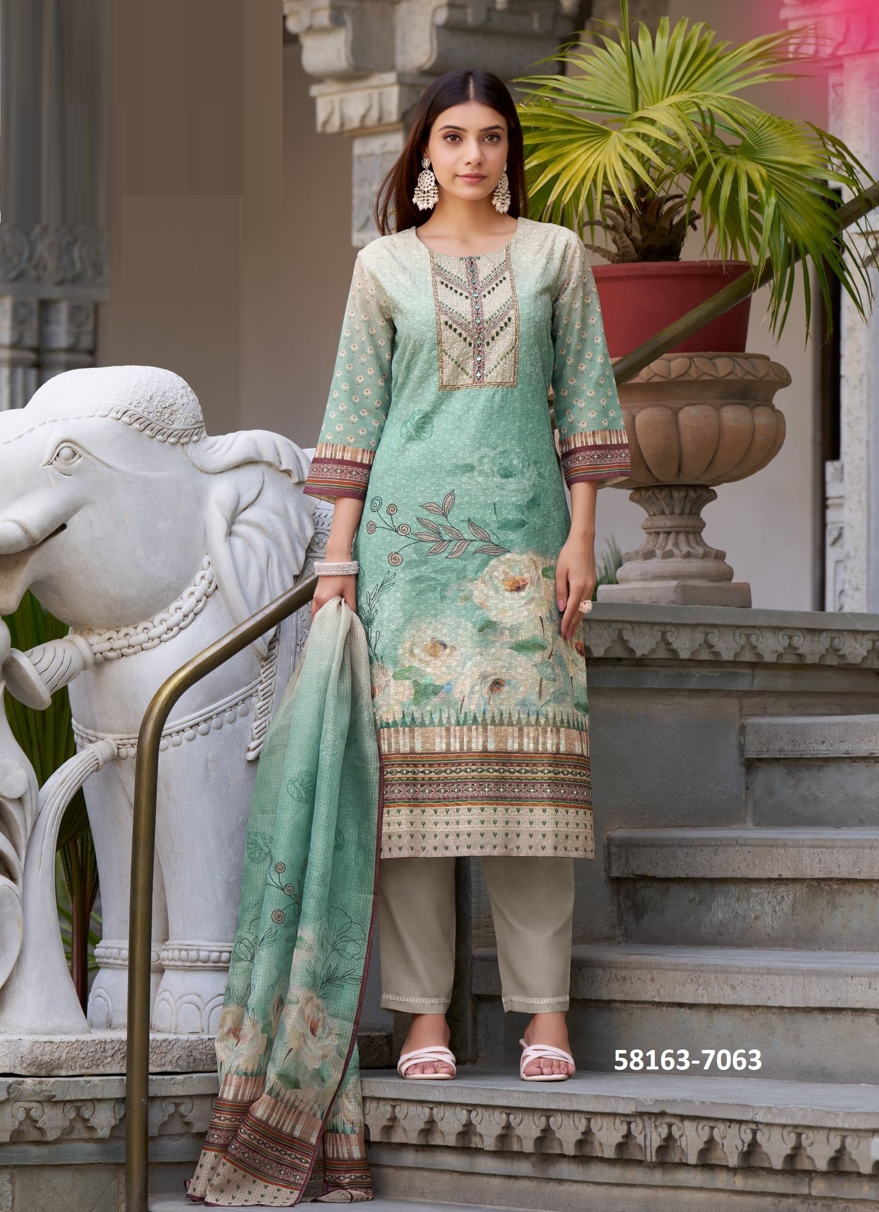 LOVELY - Catalog # 58163 (Set of 4 Readymade Salwar Suits) by Brand RANGOON