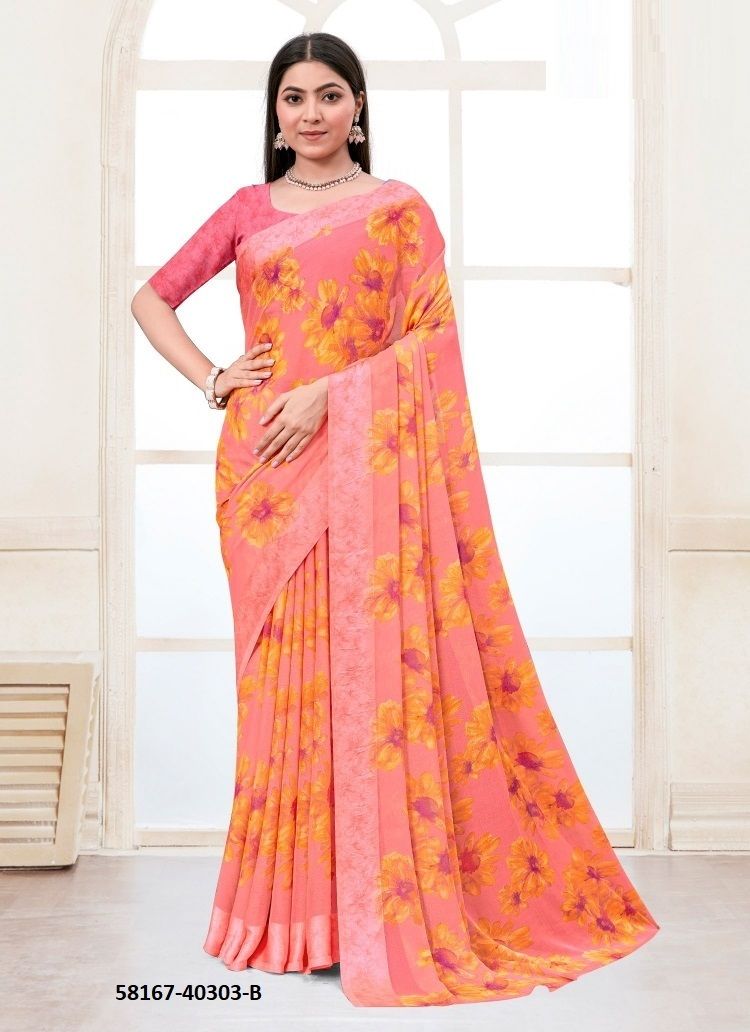 CHERRY 45 - Catalog # 58167 (Set of 6 Sarees) by Brand RUCHI SAREES