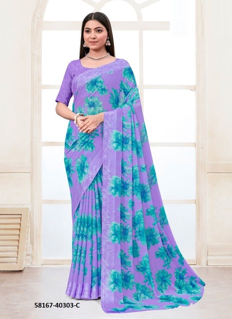 CHERRY 45 - Catalog # 58167 (Set of 6 Sarees) by Brand RUCHI SAREES