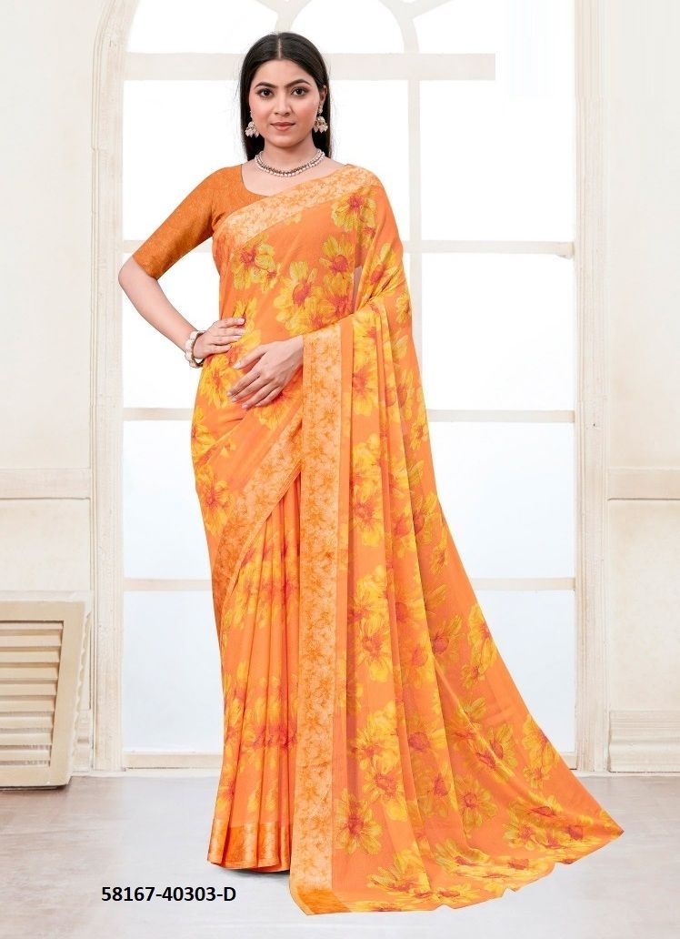 CHERRY 45 - Catalog # 58167 (Set of 6 Sarees) by Brand RUCHI SAREES
