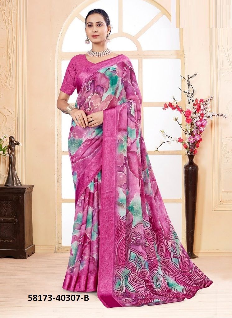 CHERRY 49 - Catalog # 58173 (Set of 6 Sarees) by Brand RUCHI SAREES