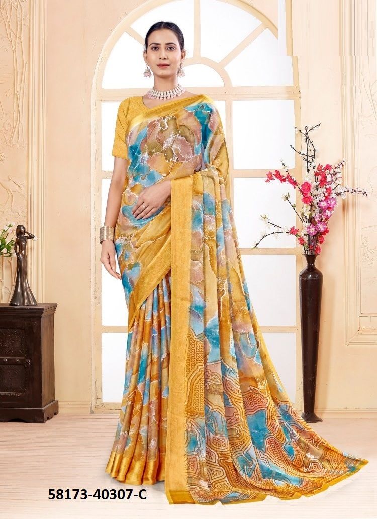 CHERRY 49 - Catalog # 58173 (Set of 6 Sarees) by Brand RUCHI SAREES