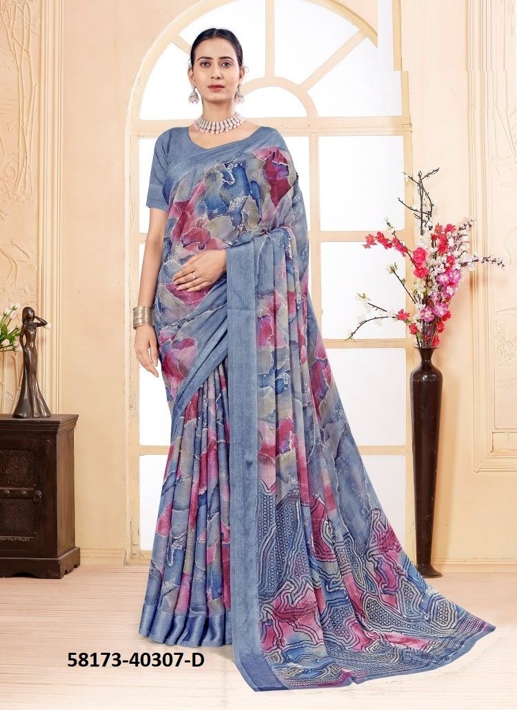 CHERRY 49 - Catalog # 58173 (Set of 6 Sarees) by Brand RUCHI SAREES