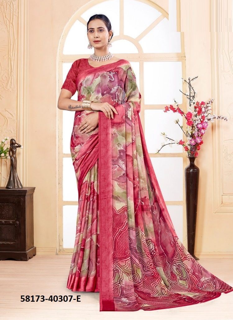 CHERRY 49 - Catalog # 58173 (Set of 6 Sarees) by Brand RUCHI SAREES