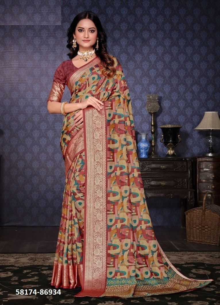 MADHURA - Catalog # 58174 (Set of 12 Sarees) by Brand VIPUL FASHIONS