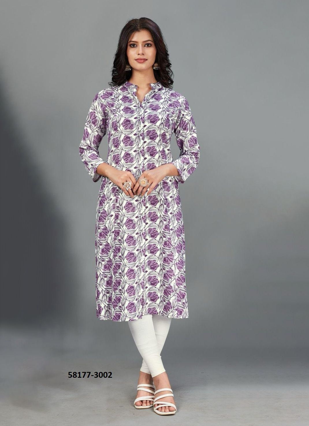 MAHER 3 - Catalog # 58177 (Set of 7 Readymade Women's Kurtis / Tops) by Brand BLUE HILLS