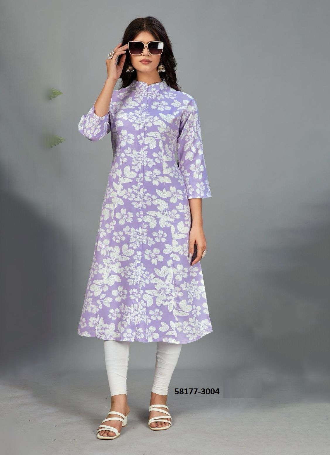 MAHER 3 - Catalog # 58177 (Set of 7 Readymade Women's Kurtis / Tops) by Brand BLUE HILLS