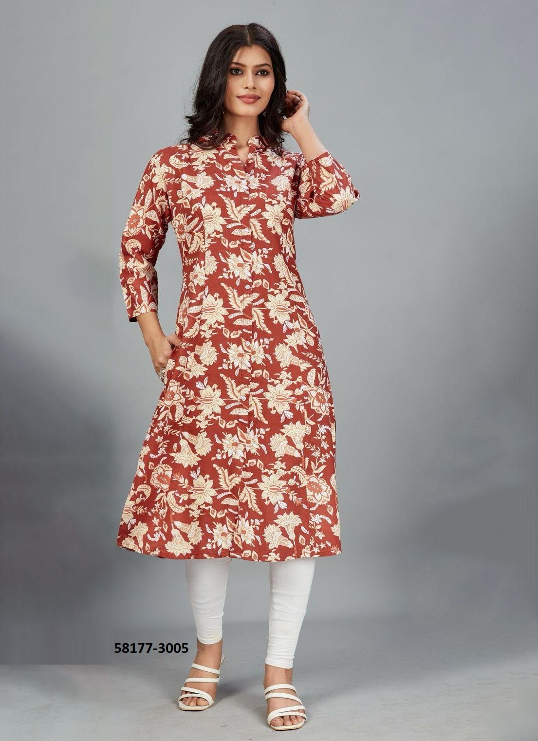 MAHER 3 - Catalog # 58177 (Set of 7 Readymade Women's Kurtis / Tops) by Brand BLUE HILLS