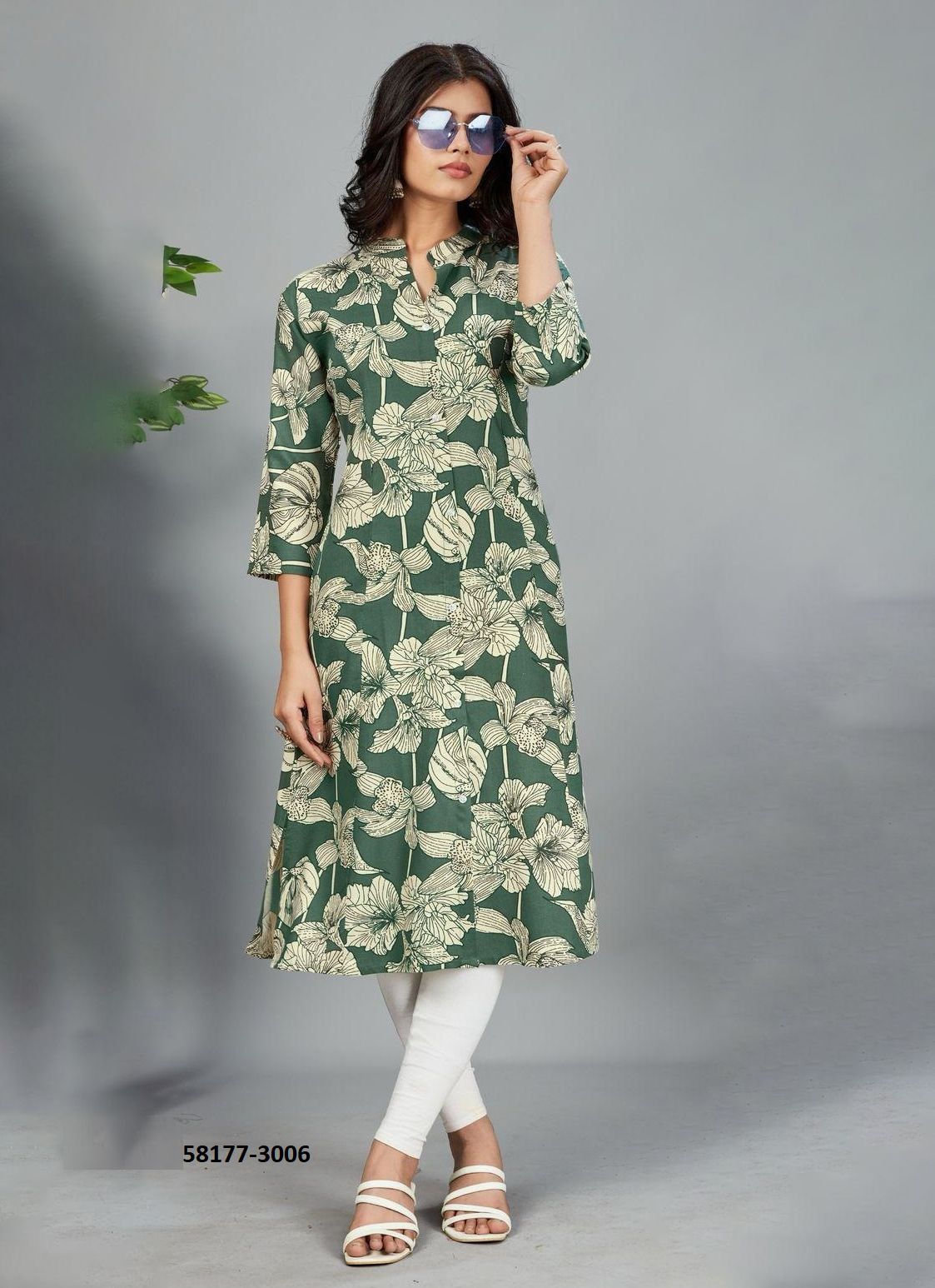 MAHER 3 - Catalog # 58177 (Set of 7 Readymade Women's Kurtis / Tops) by Brand BLUE HILLS