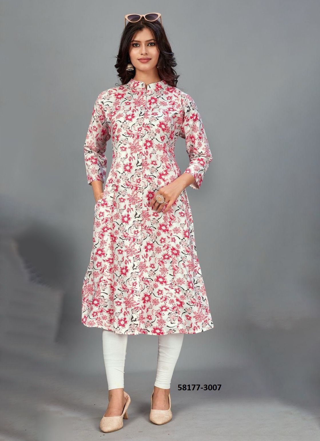 MAHER 3 - Catalog # 58177 (Set of 7 Readymade Women's Kurtis / Tops) by Brand BLUE HILLS