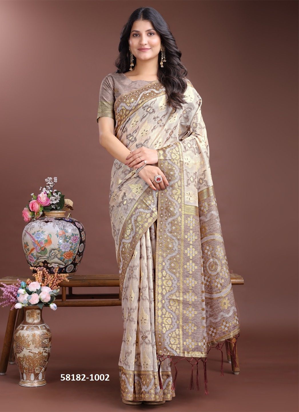 LINEN QUEEN 7 - Catalog # 58182 (Set of 6 Sarees) by Brand STROLLAY ®