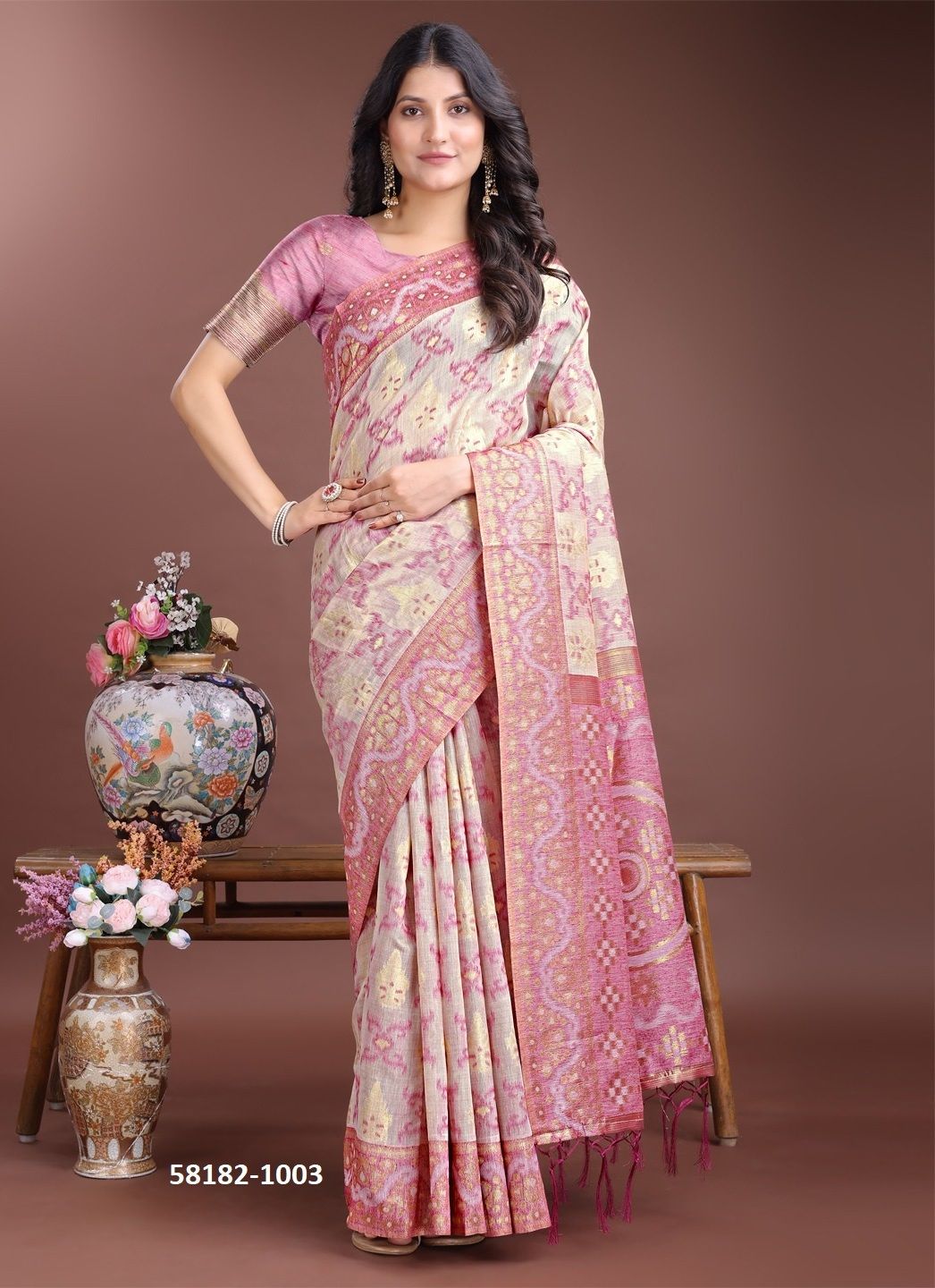 LINEN QUEEN 7 - Catalog # 58182 (Set of 6 Sarees) by Brand STROLLAY ®