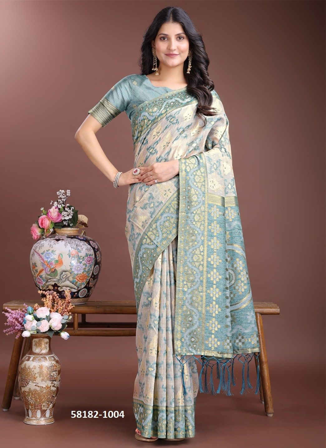 LINEN QUEEN 7 - Catalog # 58182 (Set of 6 Sarees) by Brand STROLLAY ®