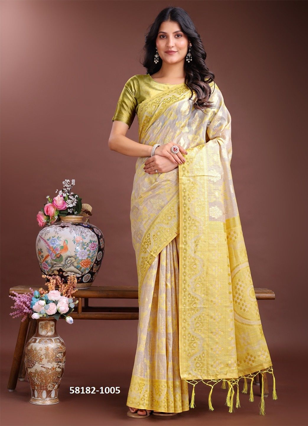 LINEN QUEEN 7 - Catalog # 58182 (Set of 6 Sarees) by Brand STROLLAY ®