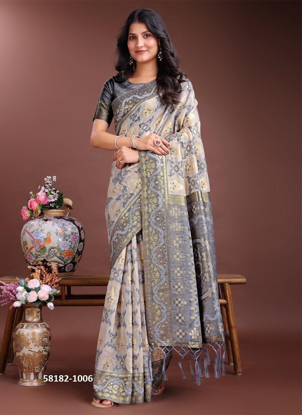 LINEN QUEEN 7 - Catalog # 58182 (Set of 6 Sarees) by Brand STROLLAY ®