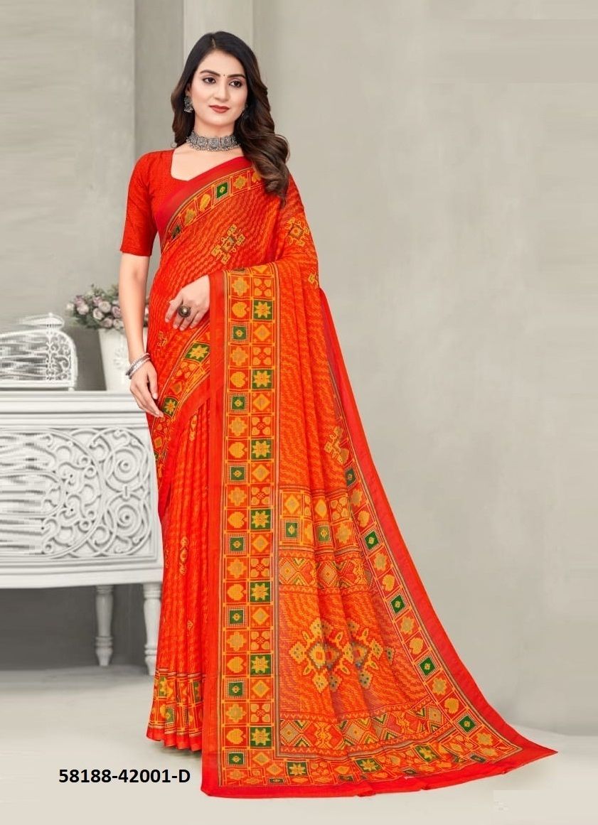 STAR CHIFFON 192 - Catalog # 58188 (Set of 12 Sarees) by Brand RUCHI SAREES