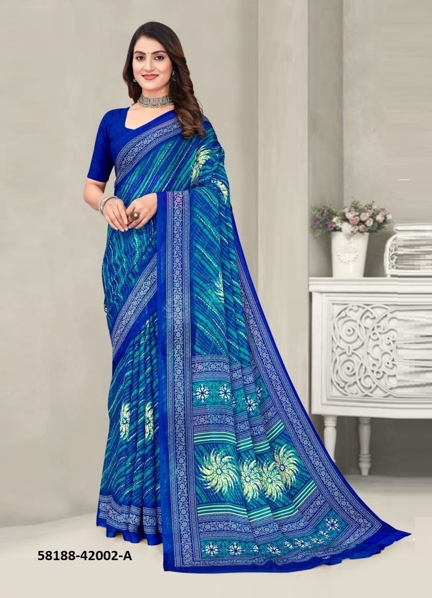 STAR CHIFFON 192 - Catalog # 58188 (Set of 12 Sarees) by Brand RUCHI SAREES