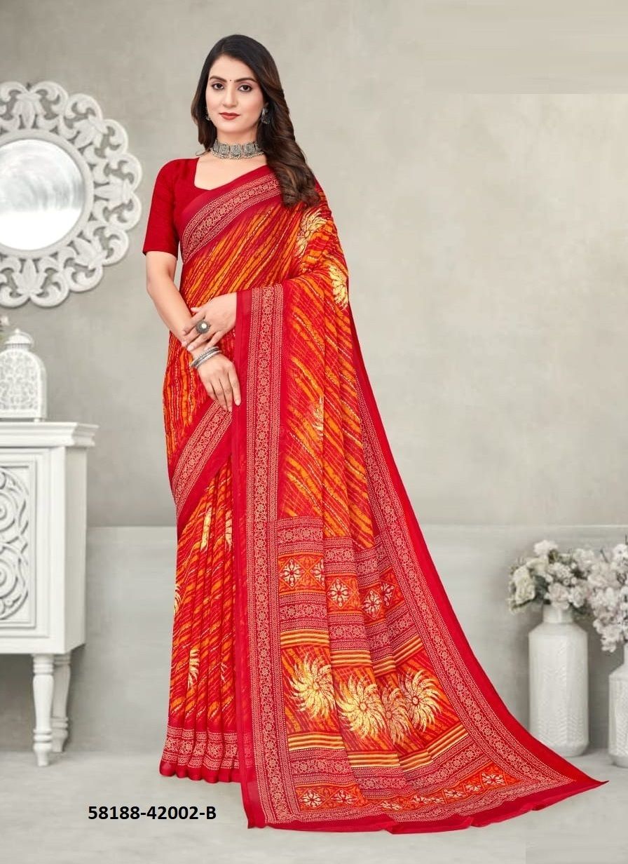 STAR CHIFFON 192 - Catalog # 58188 (Set of 12 Sarees) by Brand RUCHI SAREES