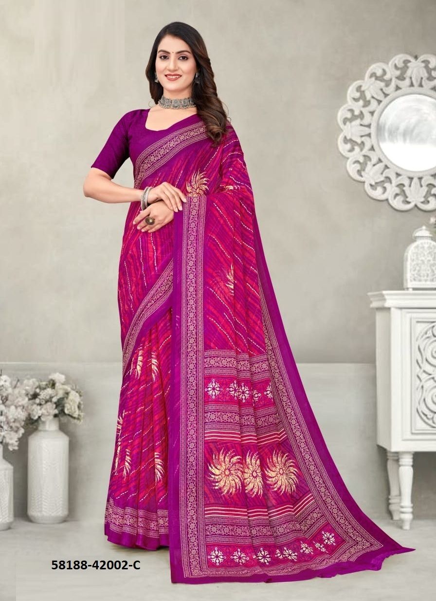 STAR CHIFFON 192 - Catalog # 58188 (Set of 12 Sarees) by Brand RUCHI SAREES
