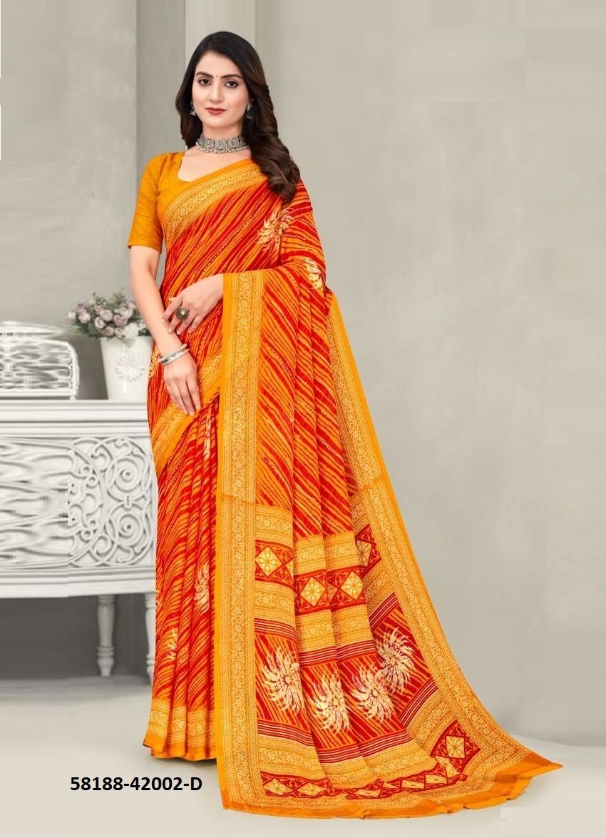 STAR CHIFFON 192 - Catalog # 58188 (Set of 12 Sarees) by Brand RUCHI SAREES