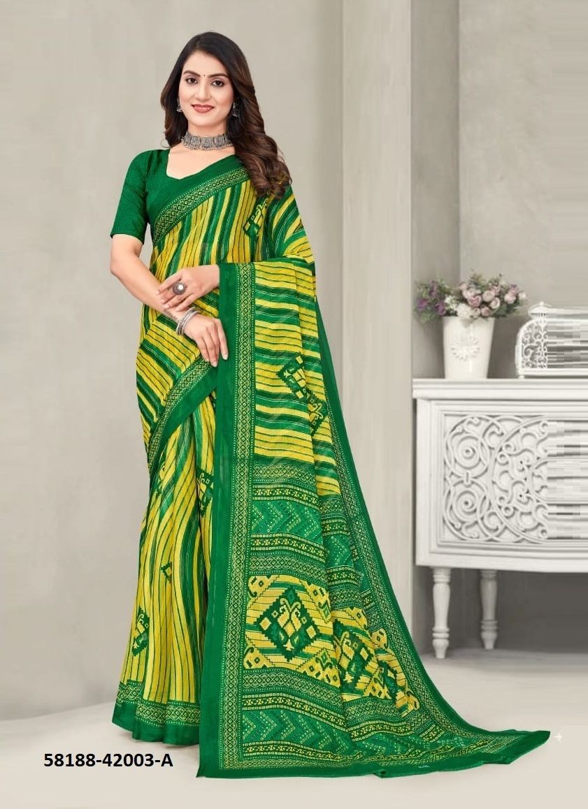 STAR CHIFFON 192 - Catalog # 58188 (Set of 12 Sarees) by Brand RUCHI SAREES