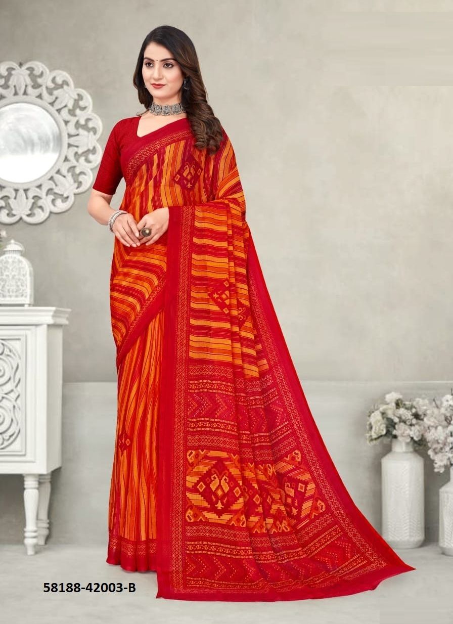 STAR CHIFFON 192 - Catalog # 58188 (Set of 12 Sarees) by Brand RUCHI SAREES