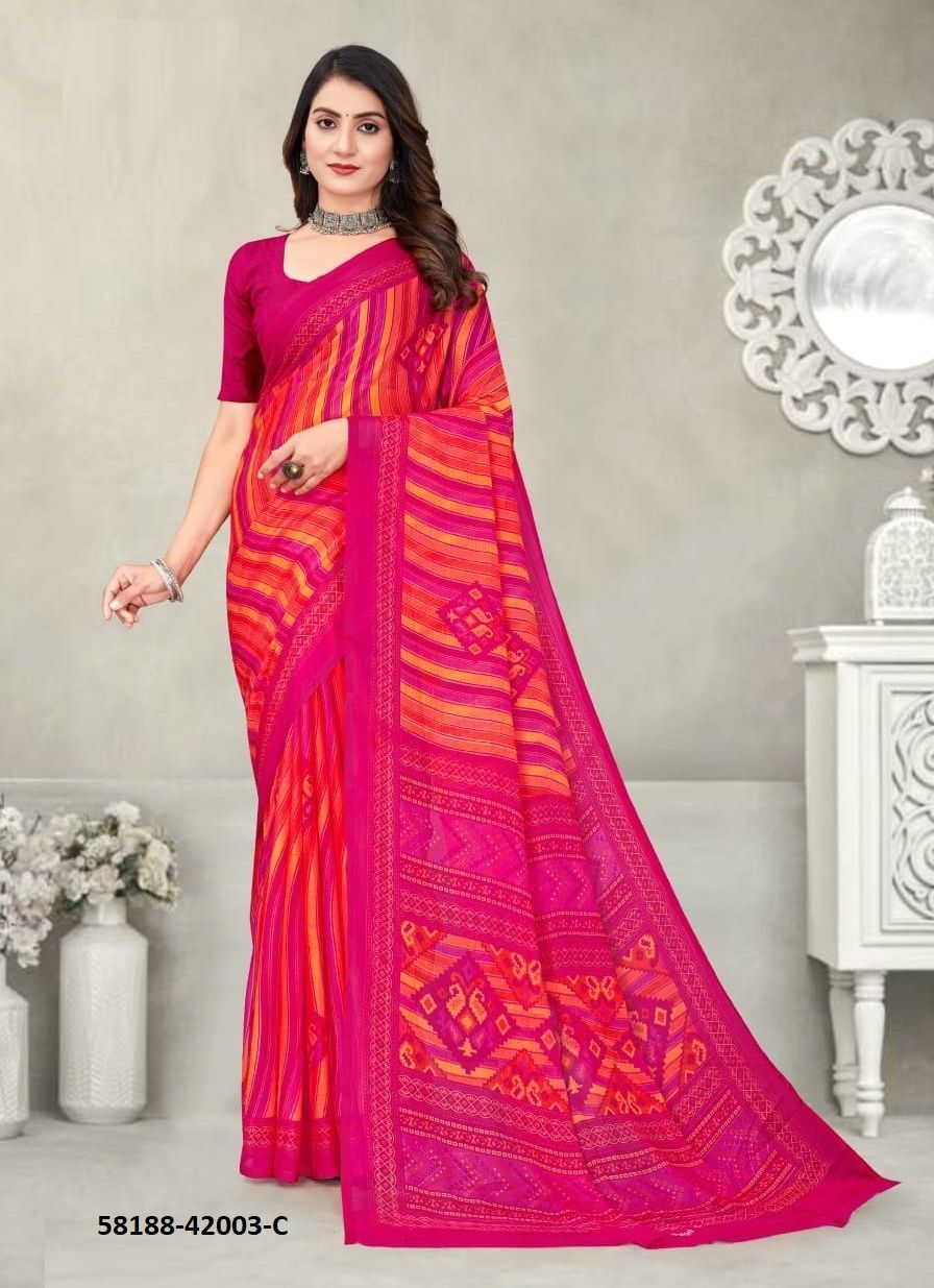 STAR CHIFFON 192 - Catalog # 58188 (Set of 12 Sarees) by Brand RUCHI SAREES