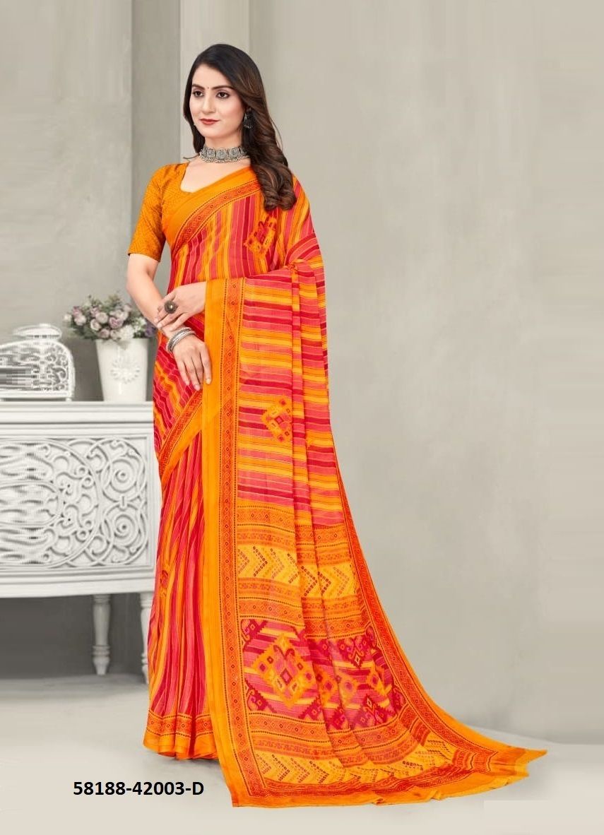 STAR CHIFFON 192 - Catalog # 58188 (Set of 12 Sarees) by Brand RUCHI SAREES