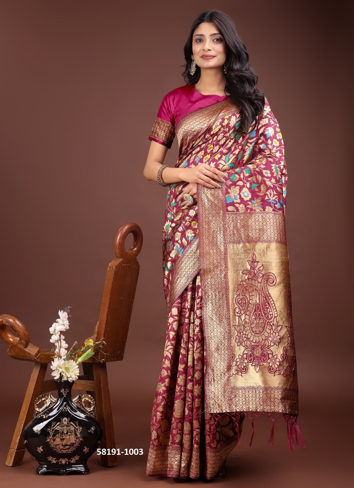 KASHMIRI - Catalog # 58191 (Set of 6 Sarees) by Brand STROLLAY ®