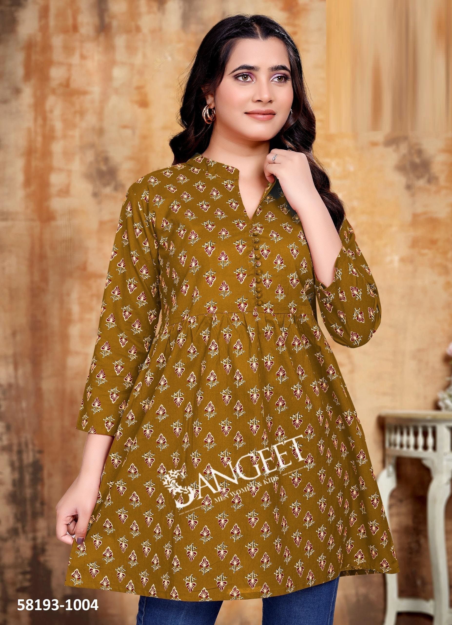 BHUMI 3 - Catalog # 58193 (Set of 4 Readymade Women's Kurtis / Tops) by Brand SANGEET