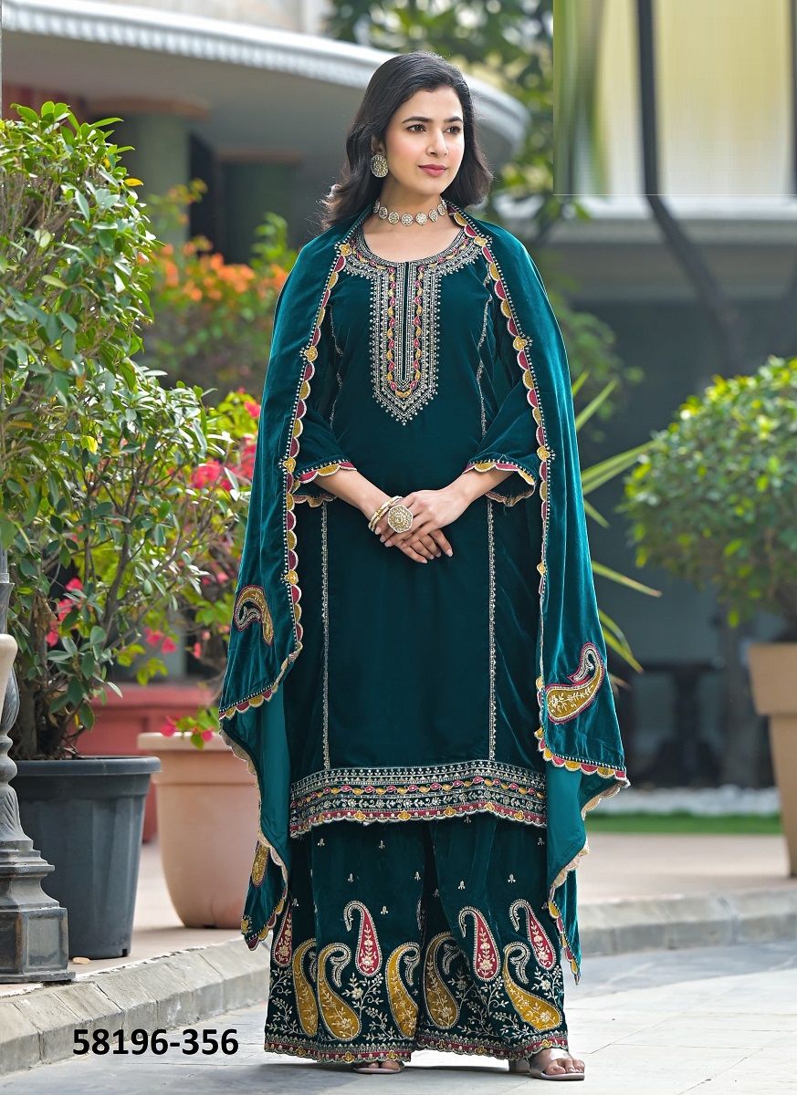 ZEENAT - Catalog # 58196 (Set of 4 SIZE-SETS [Readymade Salwar Suits]) by Brand AFSANA