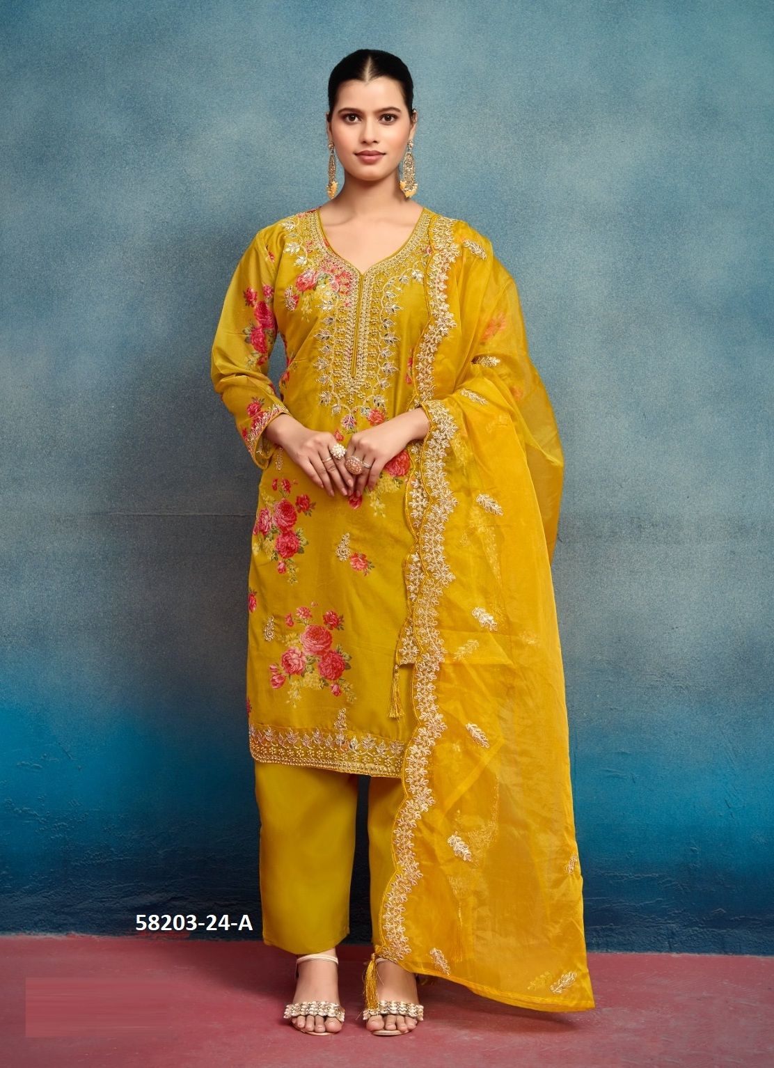 COLORS OF 24 - Catalog # 58203 (Set of 4 Readymade Salwar Suits) by Brand STROLLAY ® COLORS OF 24 - Catalog # 58203 (Set of 4 Readymade Salwar Suits) by Brand STROLLAY ®