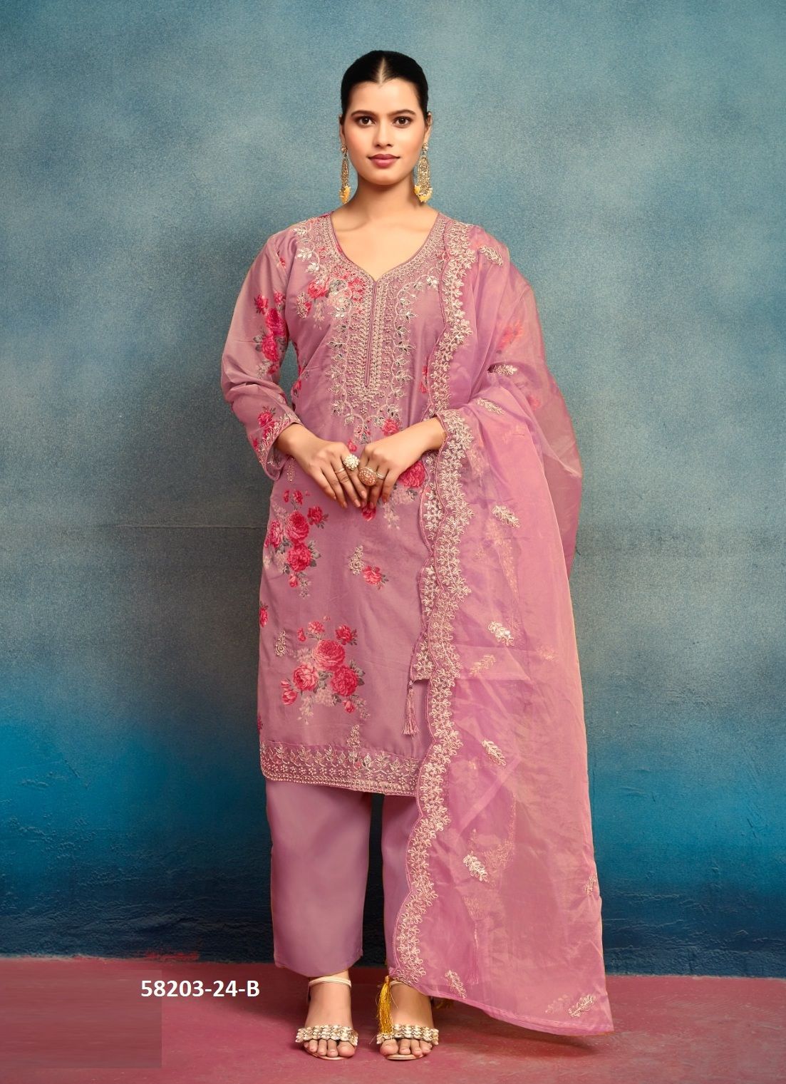 COLORS OF 24 - Catalog # 58203 (Set of 4 Readymade Salwar Suits) by Brand STROLLAY ® COLORS OF 24 - Catalog # 58203 (Set of 4 Readymade Salwar Suits) by Brand STROLLAY ®