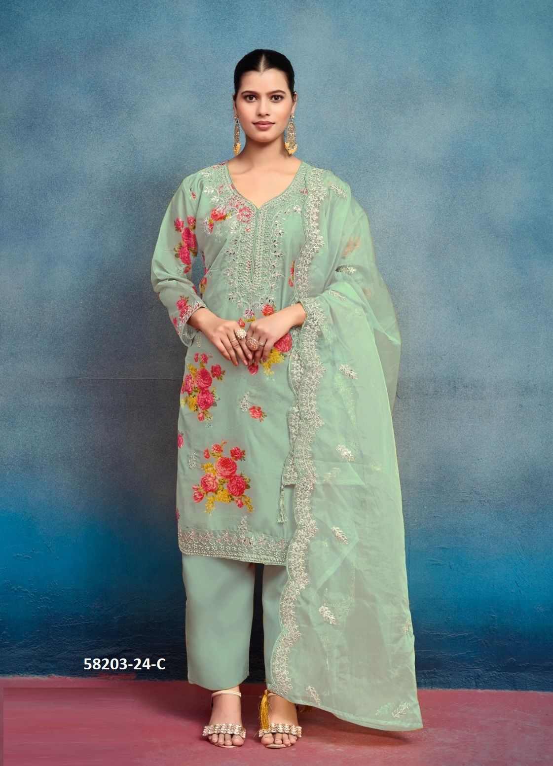 COLORS OF 24 - Catalog # 58203 (Set of 4 Readymade Salwar Suits) by Brand STROLLAY ® COLORS OF 24 - Catalog # 58203 (Set of 4 Readymade Salwar Suits) by Brand STROLLAY ®