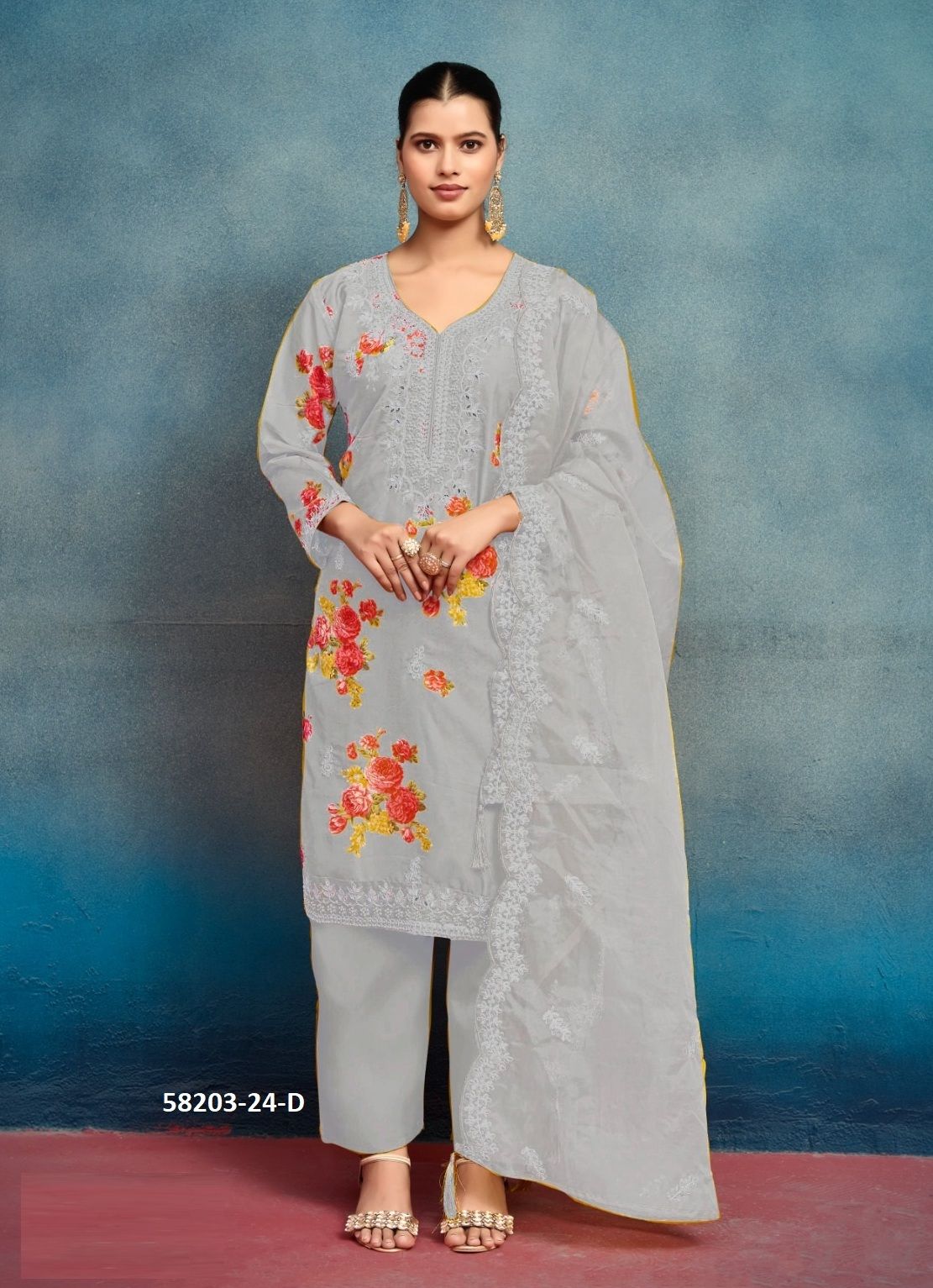 COLORS OF 24 - Catalog # 58203 (Set of 4 Readymade Salwar Suits) by Brand STROLLAY ® COLORS OF 24 - Catalog # 58203 (Set of 4 Readymade Salwar Suits) by Brand STROLLAY ®
