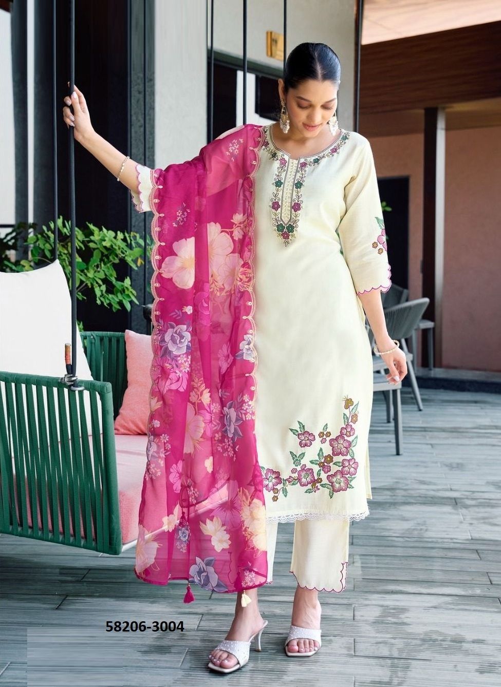 SHREELEKHA - Catalog # 58206 (Set of 4 Readymade Salwar Suits) by Brand MITTOO