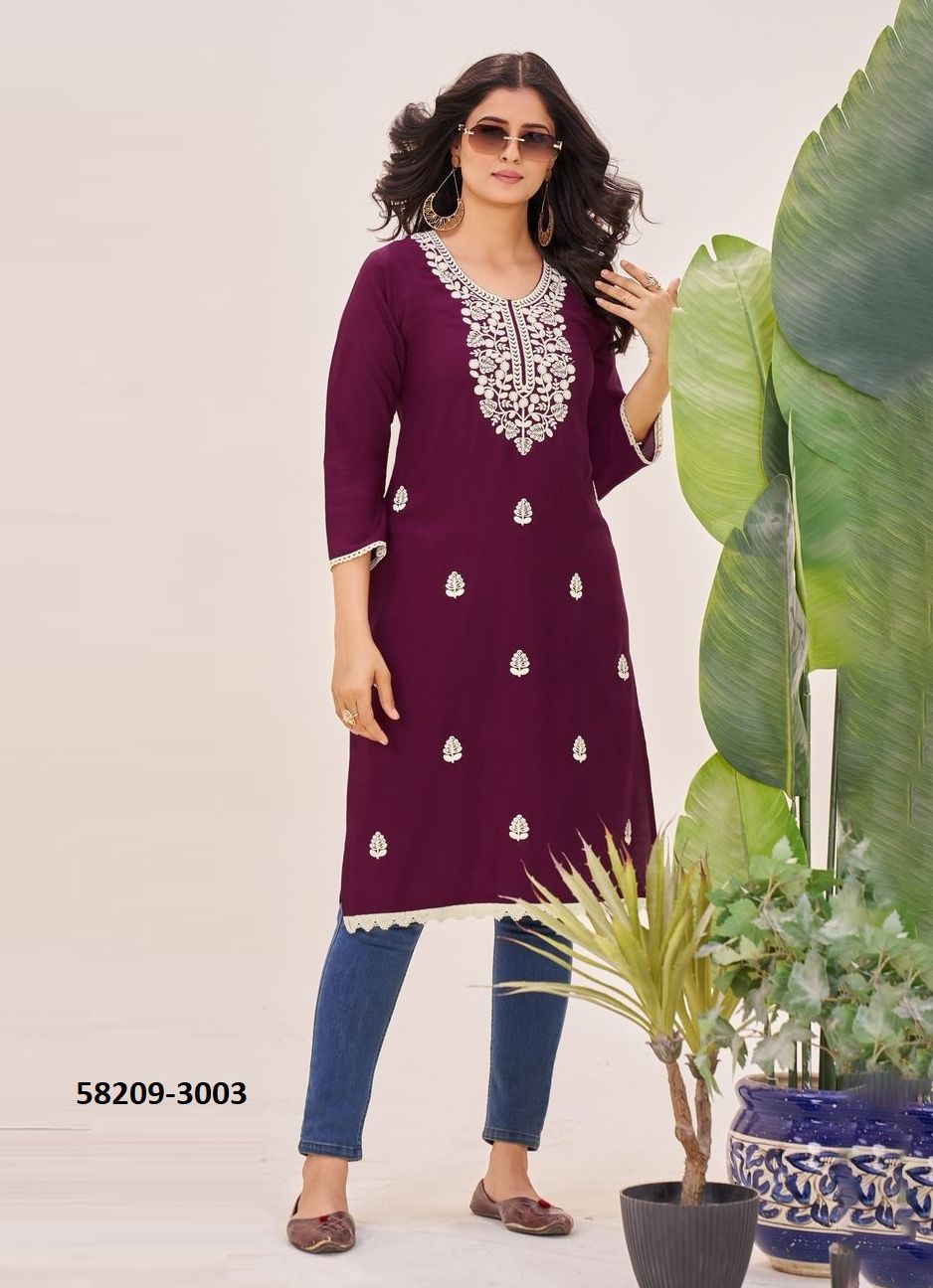 COLLEGE GIRL 3 - Catalog # 58209 (Set of 6 Readymade Women's Kurtis / Tops) by Brand BLUE HILLS COLLEGE GIRL 3 - Catalog # 58209 (Set of 6 Readymade Women's Kurtis / Tops) by Brand BLUE HILLS