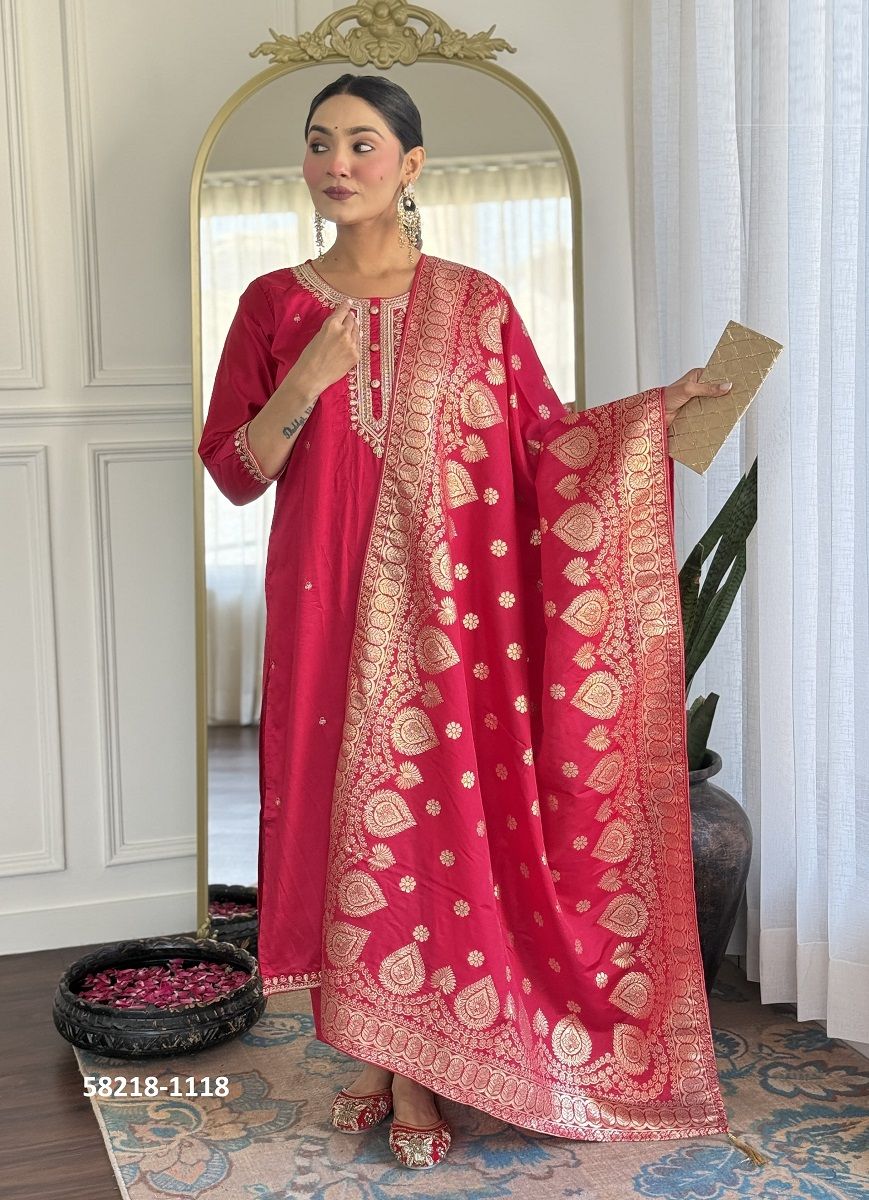 SERIES 1117 - Catalog # 58218 (Set of 2 Readymade Salwar Suits) by Brand STROLLAY ®