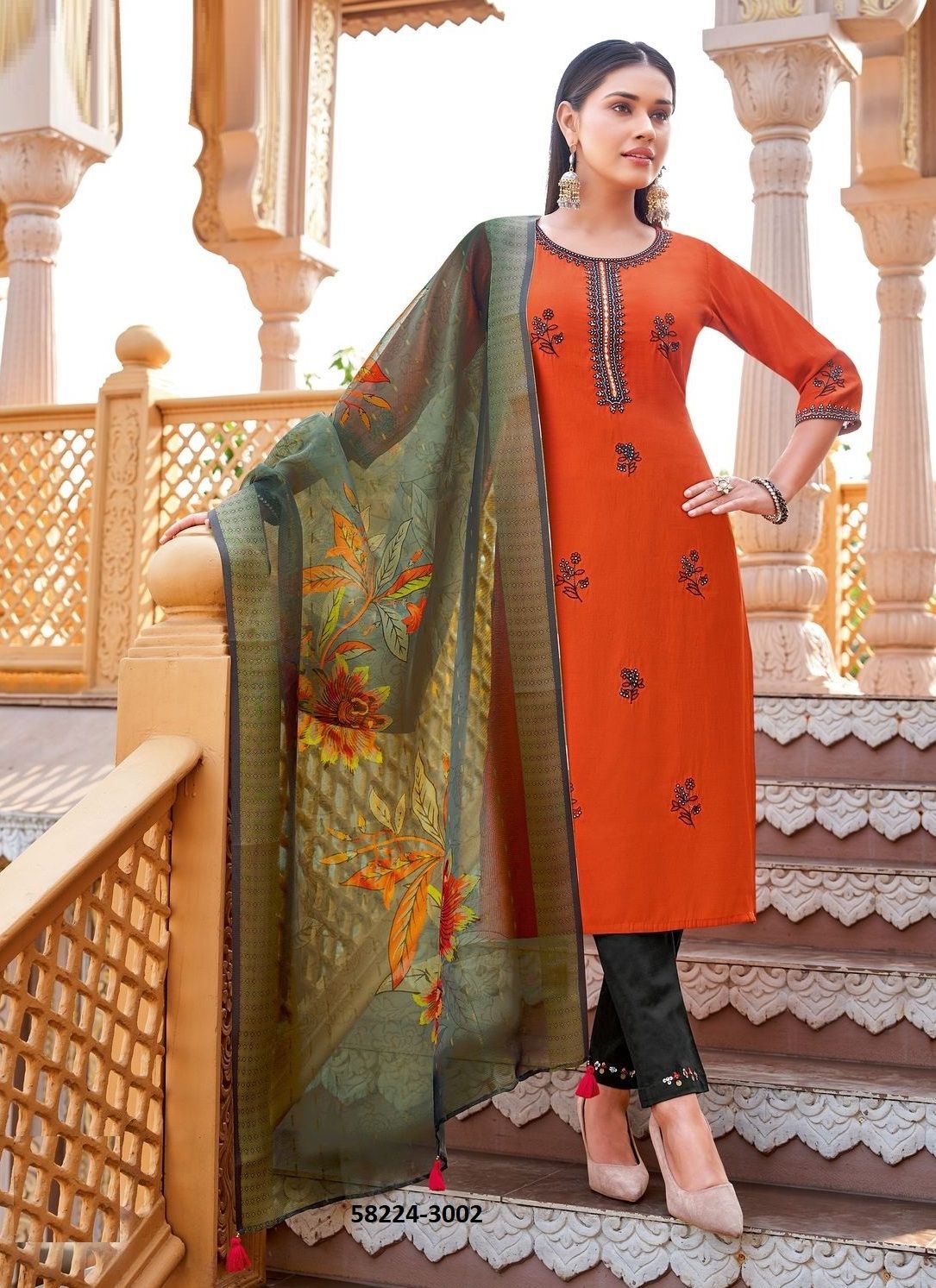 AYUSHI - Catalog # 58224 (Set of 6 Readymade Salwar Suits) by Brand MITTOO