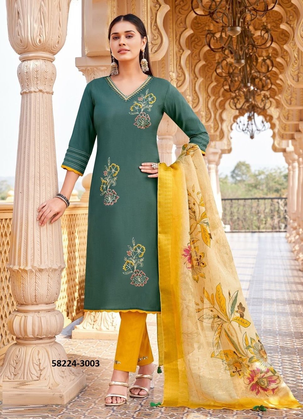 AYUSHI - Catalog # 58224 (Set of 6 Readymade Salwar Suits) by Brand MITTOO