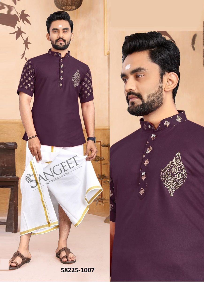 LUNGI STYLE 2 - Catalog # 58225 (Set of 8 Men's Ethnic Wear) by Brand SANGEET