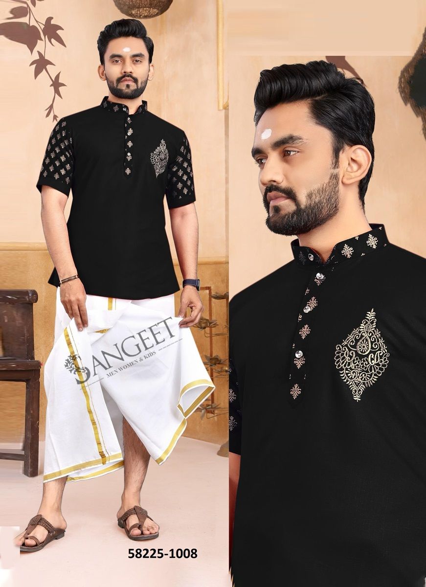 LUNGI STYLE 2 - Catalog # 58225 (Set of 8 Men's Ethnic Wear) by Brand SANGEET