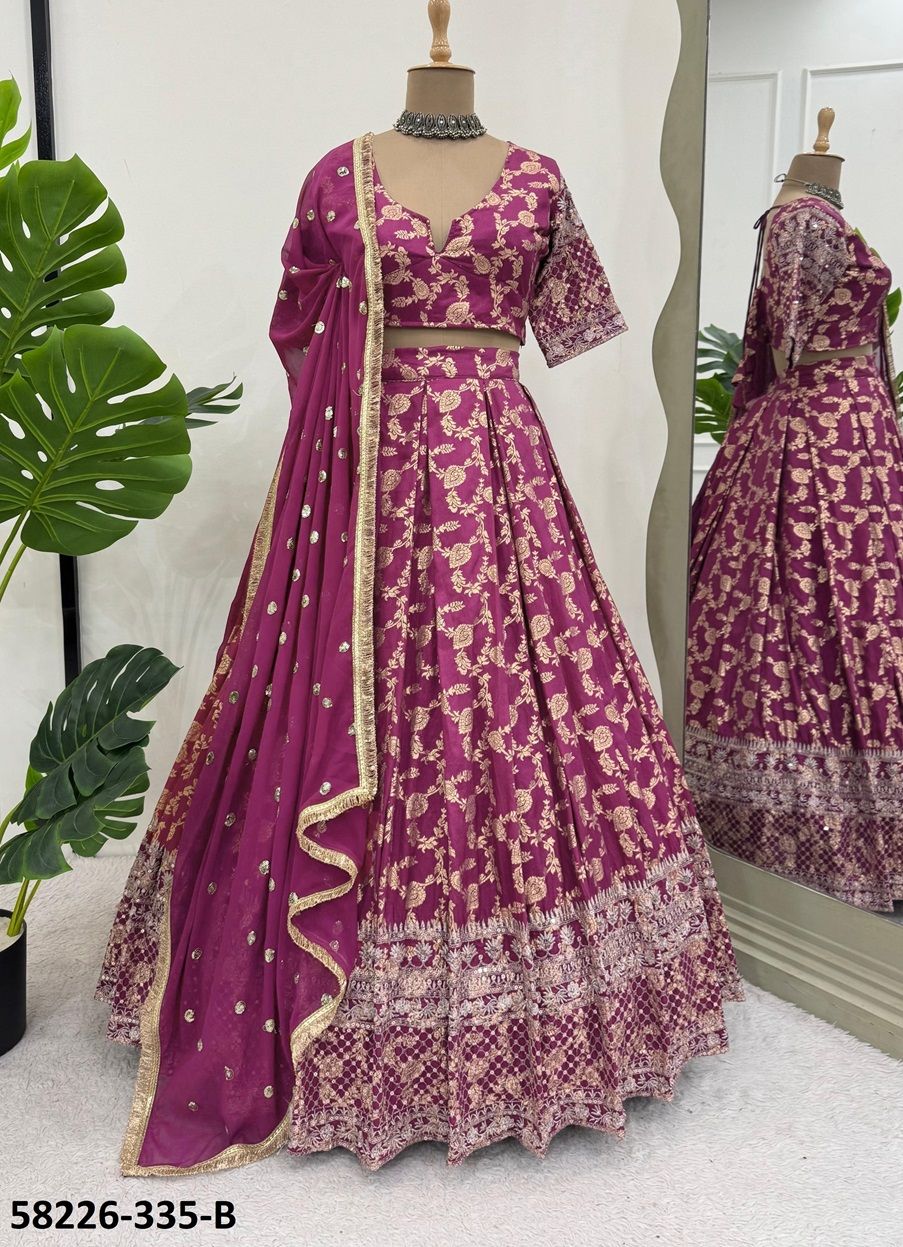 SERIES 335 - Catalog # 58226 (Set of 2 Semi-Stitched Lehengas) by Brand STROLLAY ®